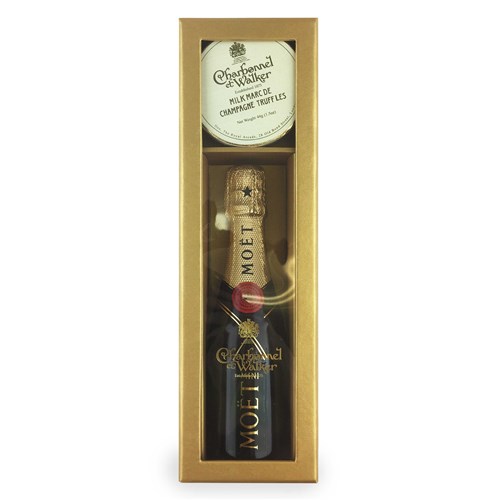 Moet & Chandon Brut Mini Champagne & Charbonnel Truffles Gift Box Set - Premium Quality